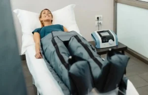 Paciente disfrutando de una sesión de presoterapia.