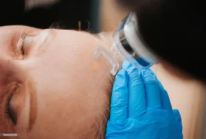 Profesional en pleno tratamiento de plasma fibroplast